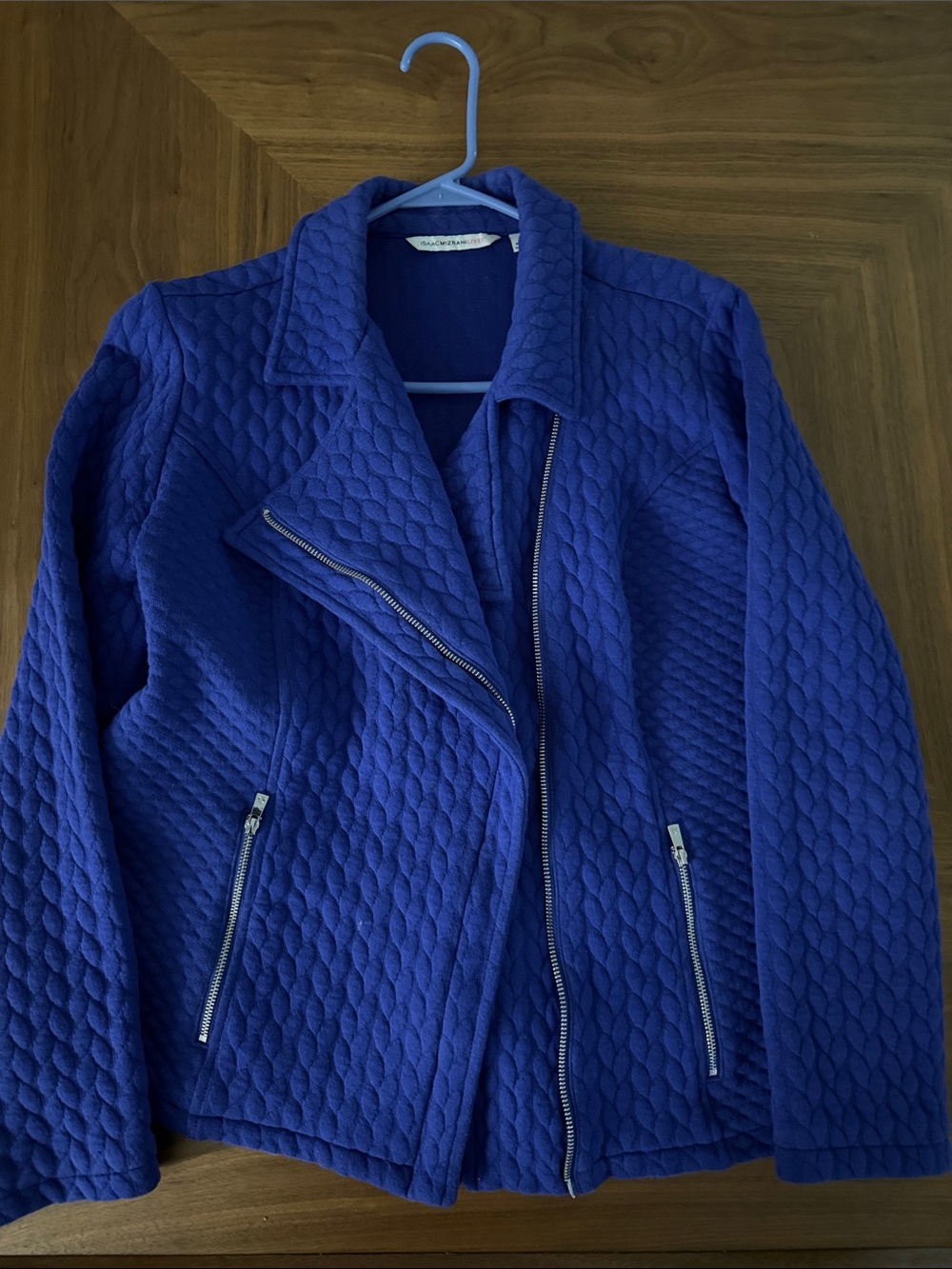 Isaac Mizrahi Quilted Sapphire Blue Moto Jacket